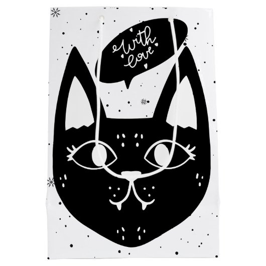 Stijlvol met liefde Scandinavische zwarte kat Medium Cadeauzakje (Achterkant)