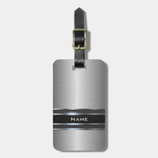 Stijlvol metaal met lederen band bagagelabel (Voorkant verticaal)