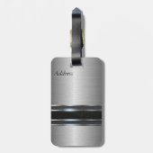 Stijlvol metaal met lederen band bagagelabel (Achterkant verticaal)