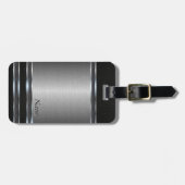 Stijlvol metaal met lederen blik bagagelabel (Voorkant horizontaal)