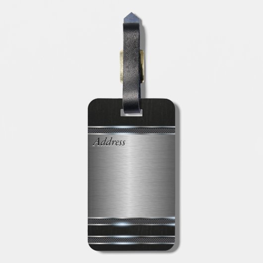 Stijlvol metaal met lederen blik bagagelabel (Achterkant verticaal)