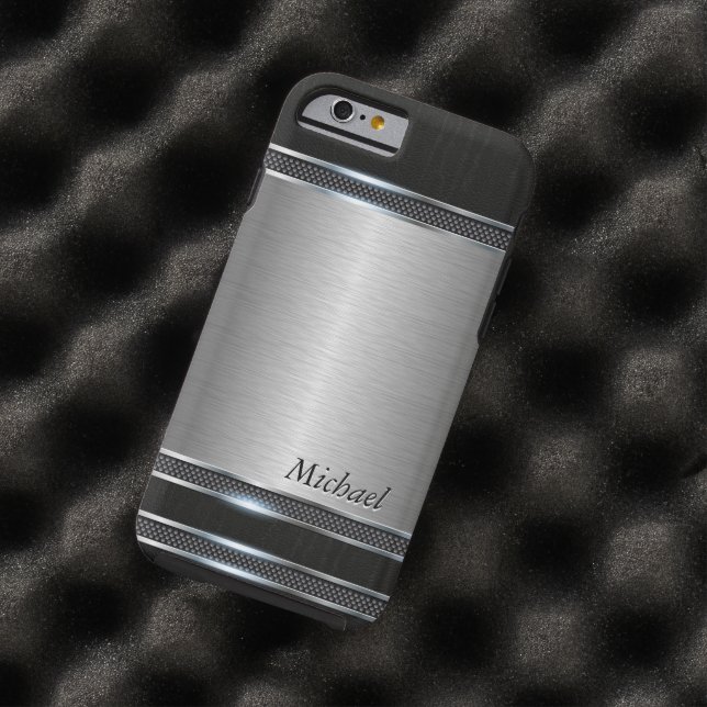 Stijlvol metaal met leren look Case-Mate iPhone case (Voorbeeld)