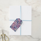 Stijlvol Metaalblauw en holografisch Zebra afdrukk Cadeaulabel (Met Touw)