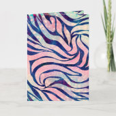 Stijlvol Metaalblauw en holografisch Zebra afdrukk Feestdagen Kaart (Voorkant)