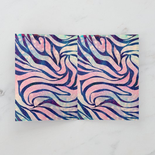 Stijlvol Metaalblauw en holografisch Zebra afdrukk Feestdagen Kaart (Binnen)