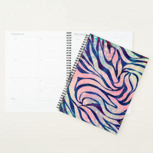 Stijlvol Metaalblauw en holografisch Zebra afdrukk Planner
