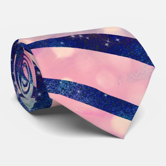 Stijlvol Metaalblauw en holografisch Zebra afdrukk Stropdas (Opgerold)