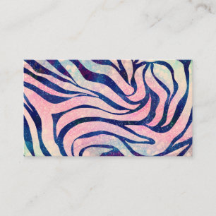 Stijlvol Metaalblauw en holografisch Zebra afdrukk Visitekaartje