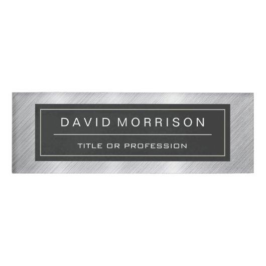 Stijlvol, metalen zilvervormer, professioneel uitz naambadge (Voorkant)