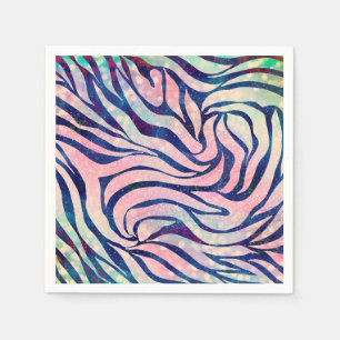 Stijlvol Metallic Blue & Holographic Zebra Print Servet