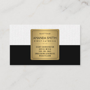 Stijlvol Metallic Goud Zwart Subtiel Golfpatroon Visitekaartje