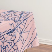 Stijlvol Metallic Navy Blue en Roze Floral Design Tafelkleed (Voorbeeld)