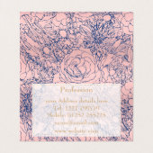 Stijlvol Metallic Navy Blue en Roze Floral Design Visitekaartje (Binnenkant ongevouwen)