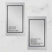 Stijlvol metallic zilver grijze platte elegant man visitekaartje (Voorkant / Achterkant)