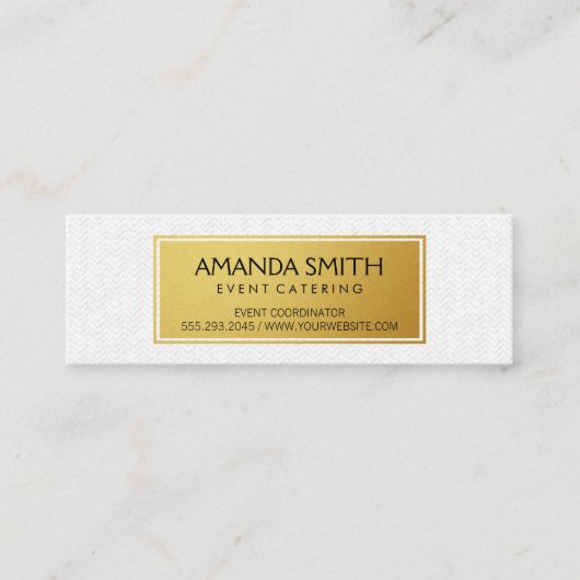 Stijlvol metallisch goud met subtiel avy patroon mini visitekaartje (Voorkant)