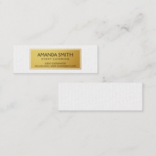 Stijlvol metallisch goud met subtiel avy patroon mini visitekaartje (Voorkant / Achterkant)