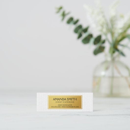 Stijlvol metallisch goud met subtiel avy patroon mini visitekaartje (Staand voorkant)