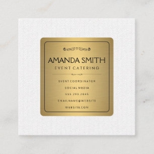 Stijlvol metallisch goud met subtiel avy patroon vierkante visitekaartje