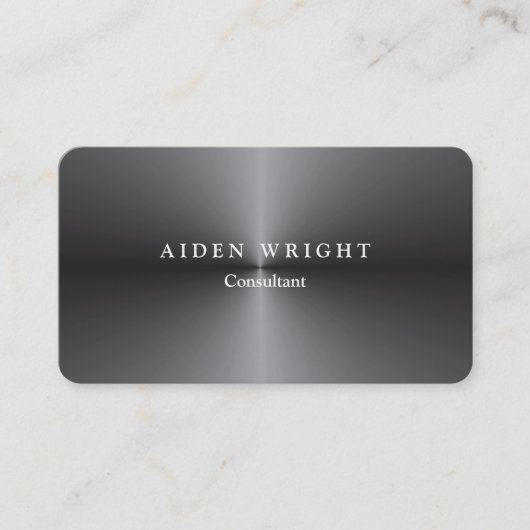 Stijlvol metallisch grijs stijlvol, modern minimal visitekaartje (Voorkant)