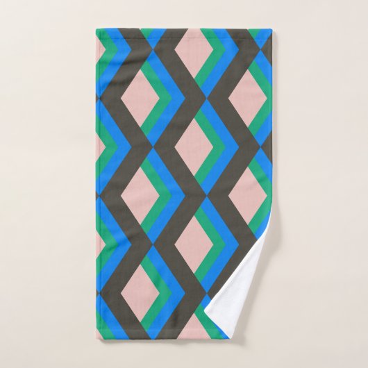 Stijlvol Mid Century Mod Pattern in Blauw en Groen Bad Handdoek (Handdoek)