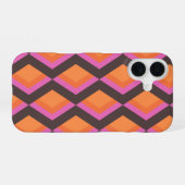 Stijlvol Mid Century Mod Pattern in Pink en Brown iPhone 16 Hoesje (Achterkant horizontaal)