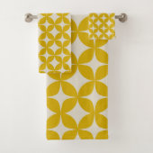 Stijlvol Mid Century Modern Pattern Mustard Yellow Bad Handdoek (Insitu)