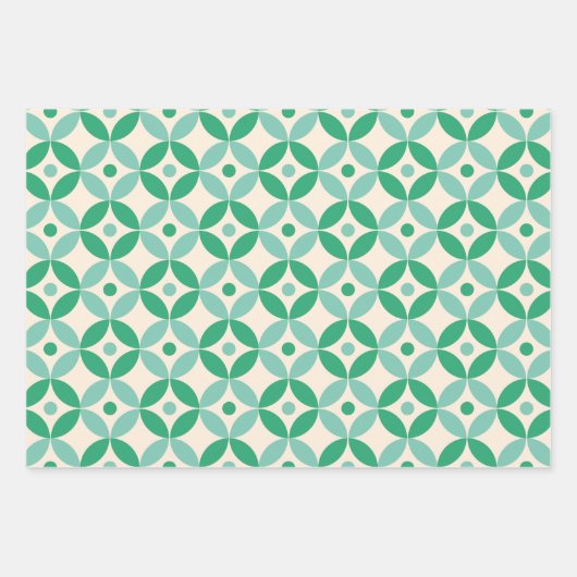 Stijlvol Mid Mod Geometric Pattern in Green Inpakpapier Vel (Voorkant 2)