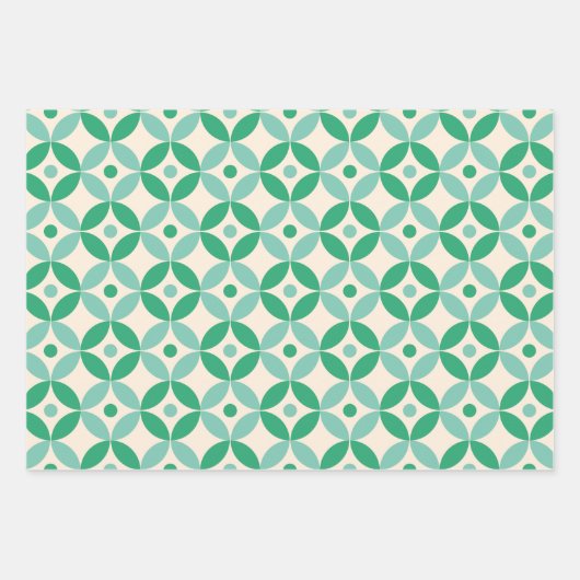 Stijlvol Mid Mod Geometric Pattern in Green Inpakpapier Vel (Voorkant)