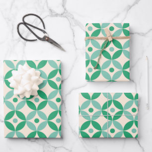 Stijlvol Mid Mod Geometric Pattern in Green Inpakpapier Vel