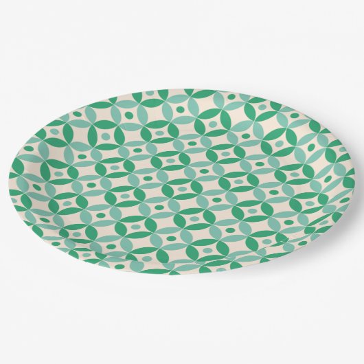 Stijlvol Mid Mod Geometric Pattern in Green Papieren Bordje (Gekanteld)