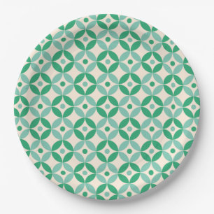 Stijlvol Mid Mod Geometric Pattern in Green Papieren Bordje