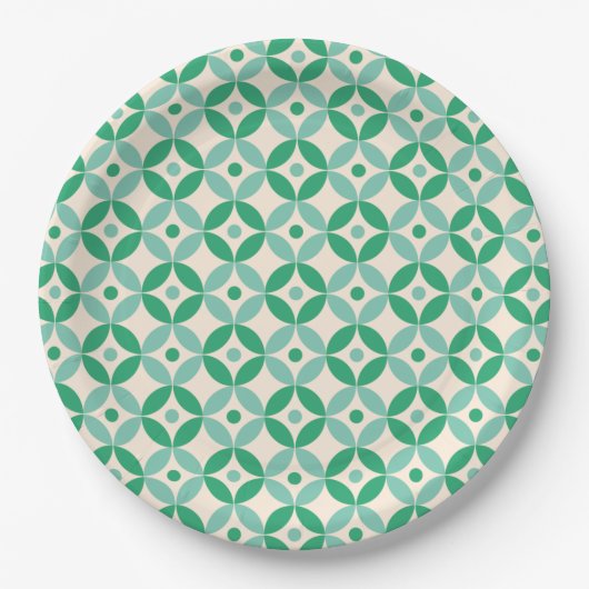 Stijlvol Mid Mod Geometric Pattern in Green Papieren Bordje (Voorkant)