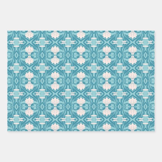 Stijlvol Mid Mod geometrisch patroon in lichtblauw Inpakpapier Vel (Voorkant 2)
