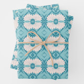 Stijlvol Mid Mod geometrisch patroon in lichtblauw Inpakpapier Vel (In situ)