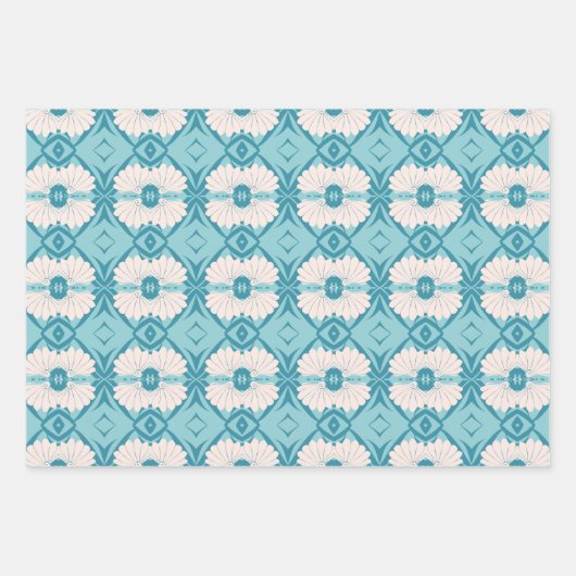 Stijlvol Mid Mod geometrisch patroon in lichtblauw Inpakpapier Vel (Voorkant)