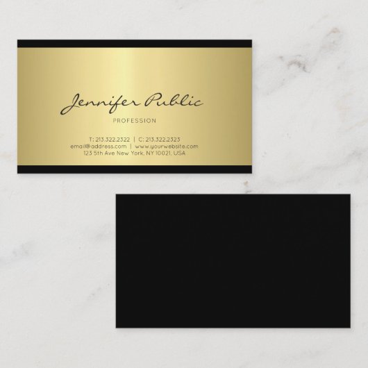Stijlvol, minimaal design Gold Trendy Plain Luxe Visitekaartje (Voorkant / Achterkant)
