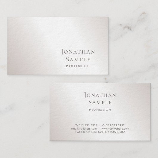 Stijlvol, minimaal design, zilver luxe, uitmuntend visitekaartje (Voorkant / Achterkant)