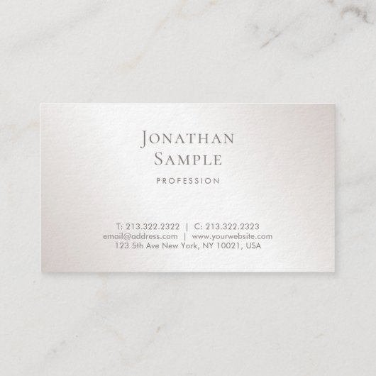 Stijlvol, minimaal design, zilver luxe, uitmuntend visitekaartje (Achterkant)