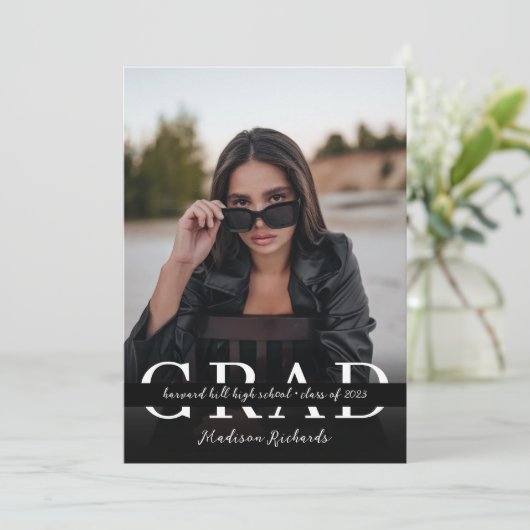 Stijlvol minimaal fotoAfstuderen Kaart (Staand voorkant)