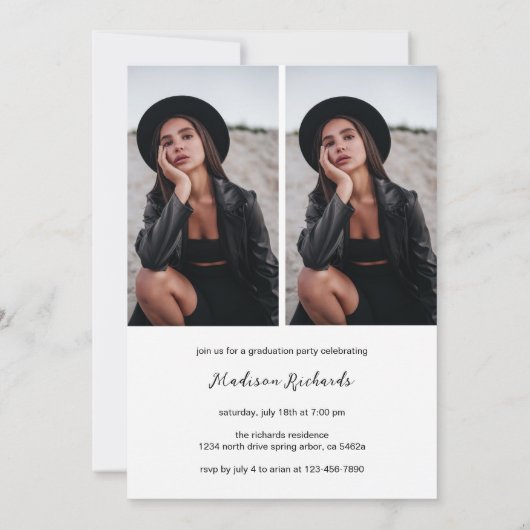 Stijlvol minimaal fotoAfstuderen Kaart (Achterkant)