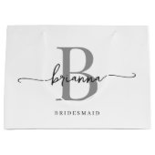 Stijlvol minimaal wit grijs monogram girly script groot cadeauzakje (Voorkant)