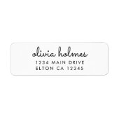 Stijlvol, minimaal wit script, terugzendadres etiket (Voorkant)