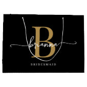 Stijlvol, minimaal zwart goudmonogram, meisjesscri groot cadeauzakje (Achterkant)