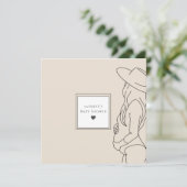 Stijlvol minimal beige genderneutraal baby shower kaart (Staand voorkant)