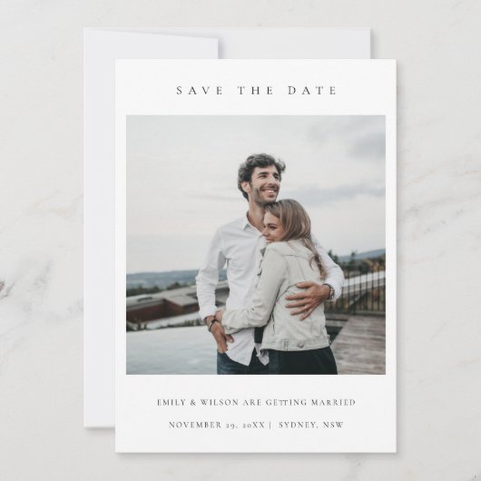 STIJLVOL MINIMALE SCHONE AANGEPASTE FOTO SAVE THE  BEDANKKAART (Voorkant)