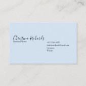 Stijlvol minimalisblauw visitekaartje (Achterkant)