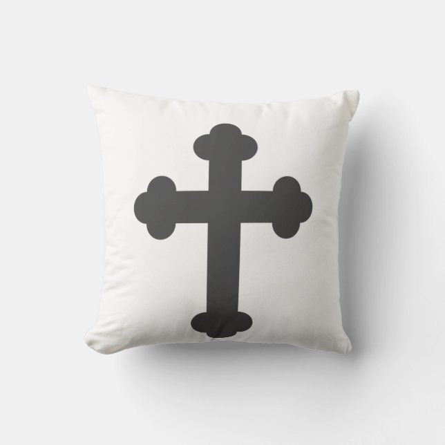 Stijlvol minimalisme Wit Zwart Grijs Kruis Kussen (Voorkant)