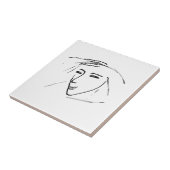 Stijlvol minimalisme witte zwarte gezichtsschets tegeltje (Zijkant)