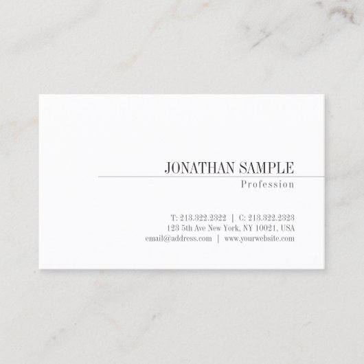 Stijlvol, minimalistisch design, klassiek professi visitekaartje (Voorkant)