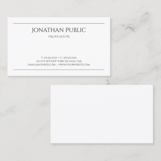 Stijlvol, minimalistisch design, modern, professio visitekaartje (Voorkant / Achterkant)
